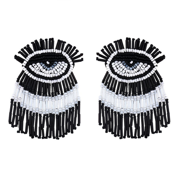 Evil Eye Beaded Tassel Earrings - Festigal