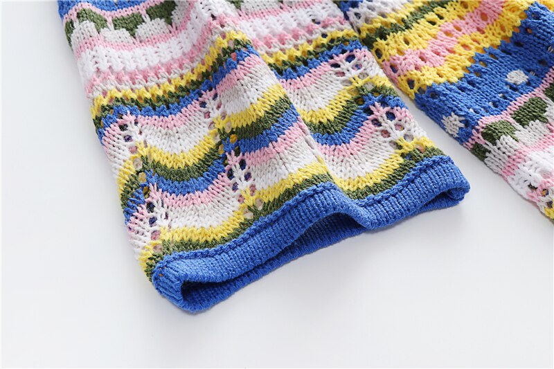 Colourful Striped Knitted/Crochet Dress - Festigal