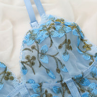 Blue Flower Mesh Lace Corset - Festigal