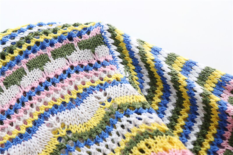 Colourful Striped Knitted/Crochet Dress - Festigal