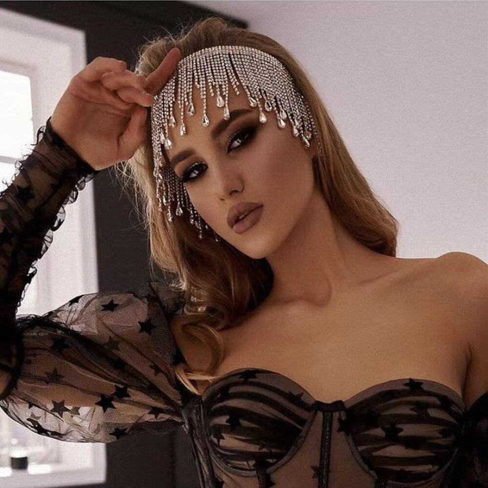 Ethereal Rhinestone Tassel Headband - Festigal
