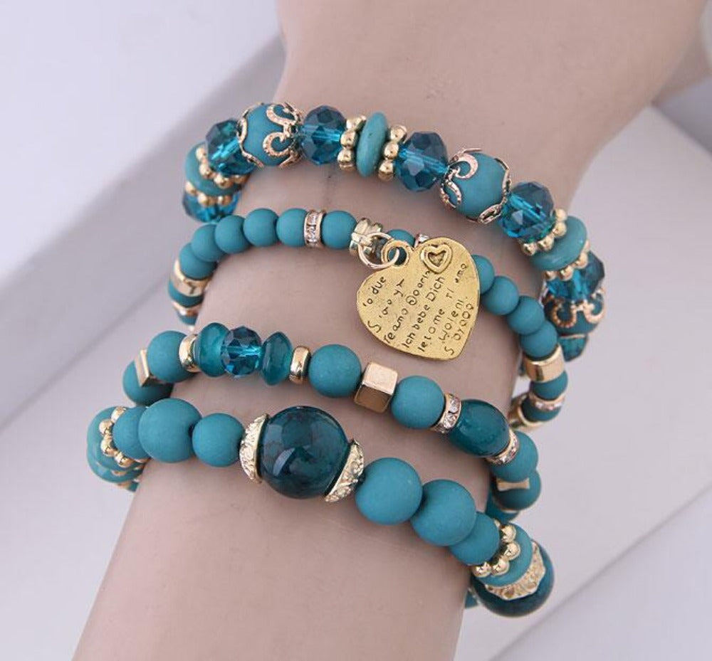 4 Heart Charm Beads Bracelets - Festigal