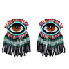 Evil Eye Beaded Tassel Earrings - Festigal