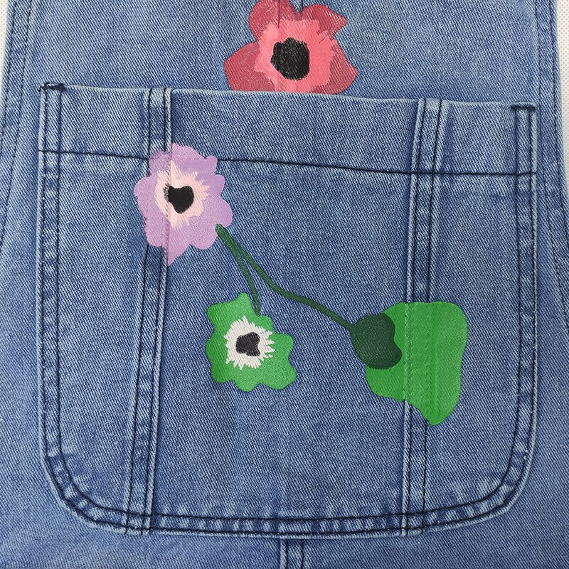 Retro Denim Flower Power Dungarees - Festigal