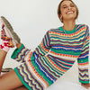 Colourful Striped Knitted/Crochet Dress - Festigal