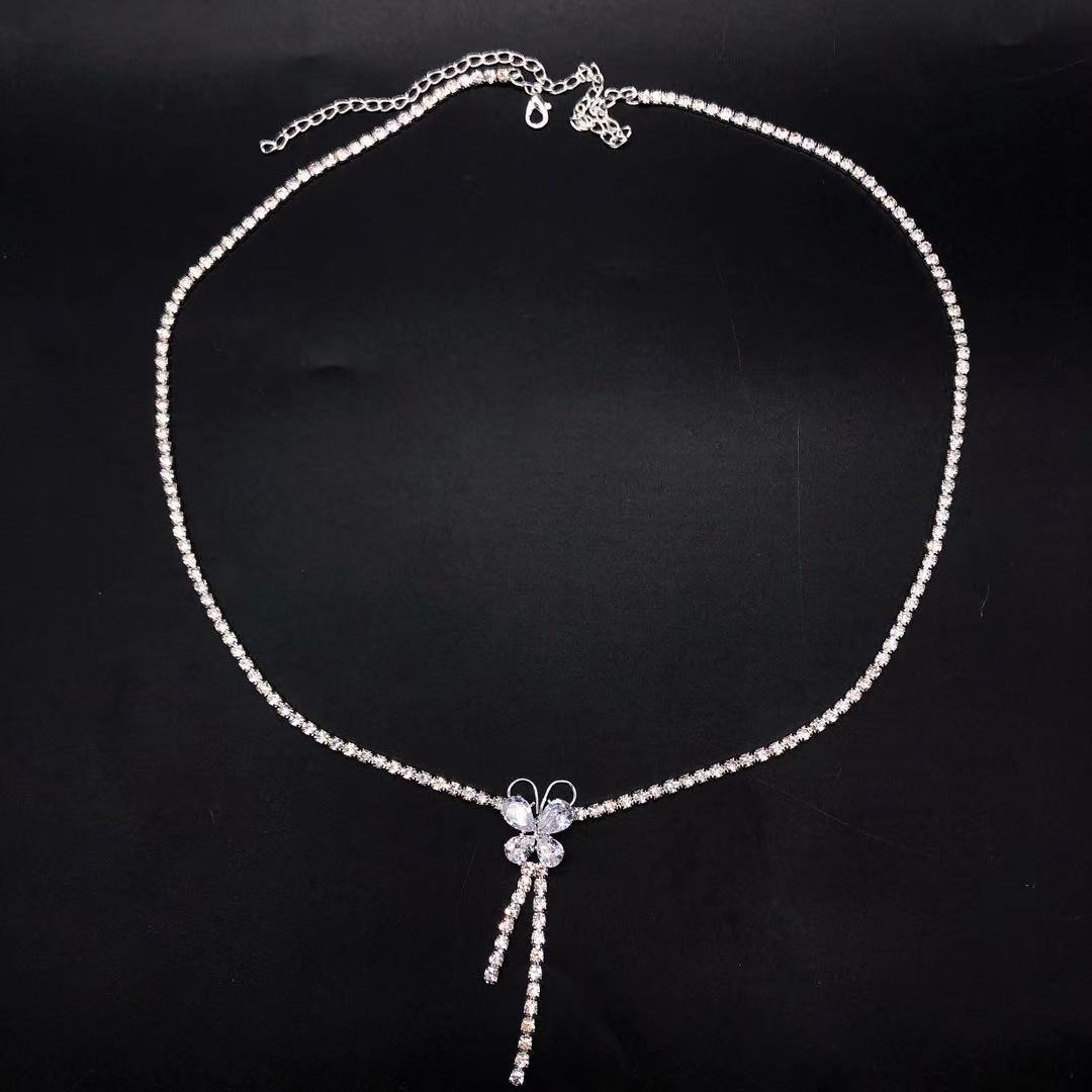 Shiny Silver Crystal Waist Chain - Festigal
