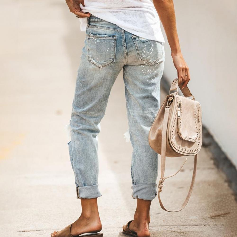 Mid Waist Ripped Splashed Jeans - Festigal