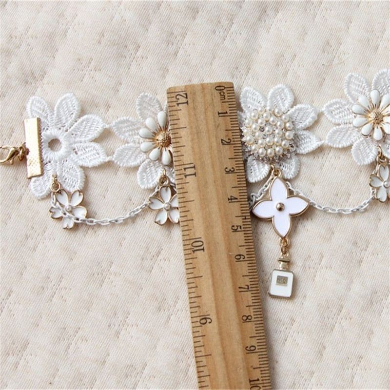 Boho White Lace Anklet - Festigal