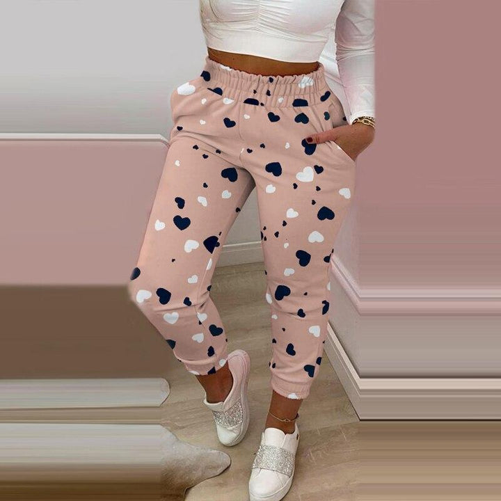 Heart Printed Slimline Harem Pants - Festigal
