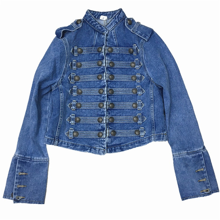 Retro Military Style Denim Jacket - Festigal