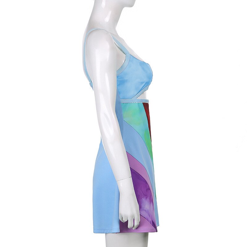 Rainbow Cut Out Mini Dress - Festigal
