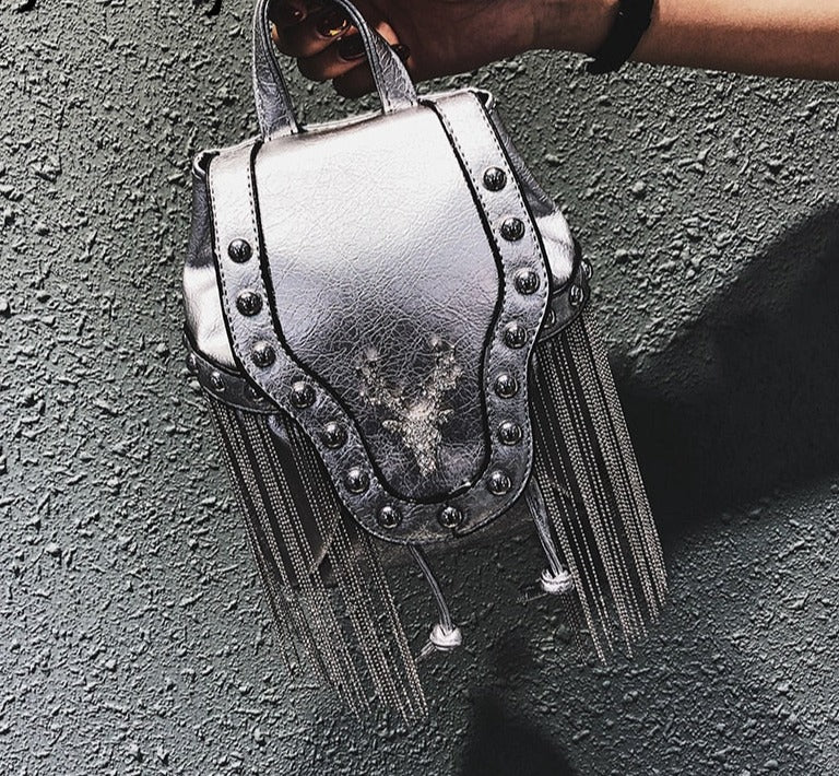 Embellished Stag Tassel Crossbody Bag - Festigal