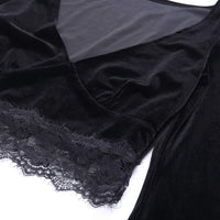 Velvet Lace Insert Crop Top - Festigal