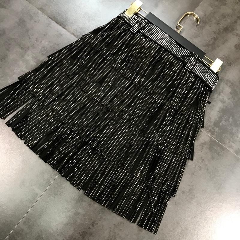 Western Rhinestone Tassel Skirt & Top Set - Festigal