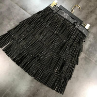 Western Rhinestone Tassel Skirt & Top Set - Festigal