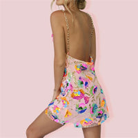 Backless Embellished Chain Strap Dress - Festigal