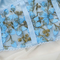 Blue Flower Mesh Lace Corset - Festigal