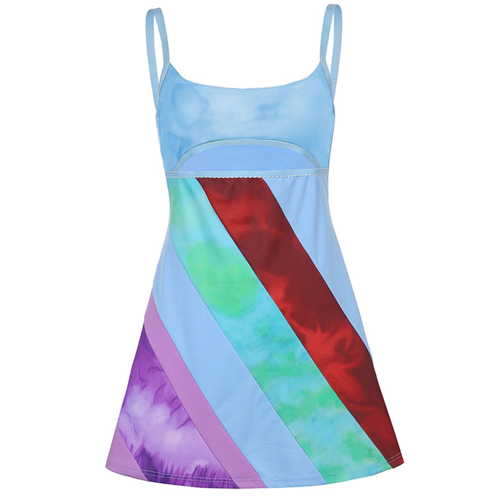 Rainbow Cut Out Mini Dress - Festigal
