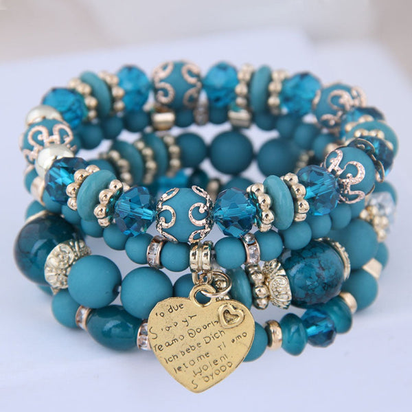 4 Heart Charm Beads Bracelets - Festigal