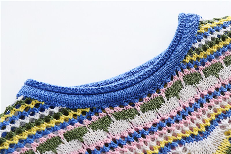 Colourful Striped Knitted/Crochet Dress - Festigal