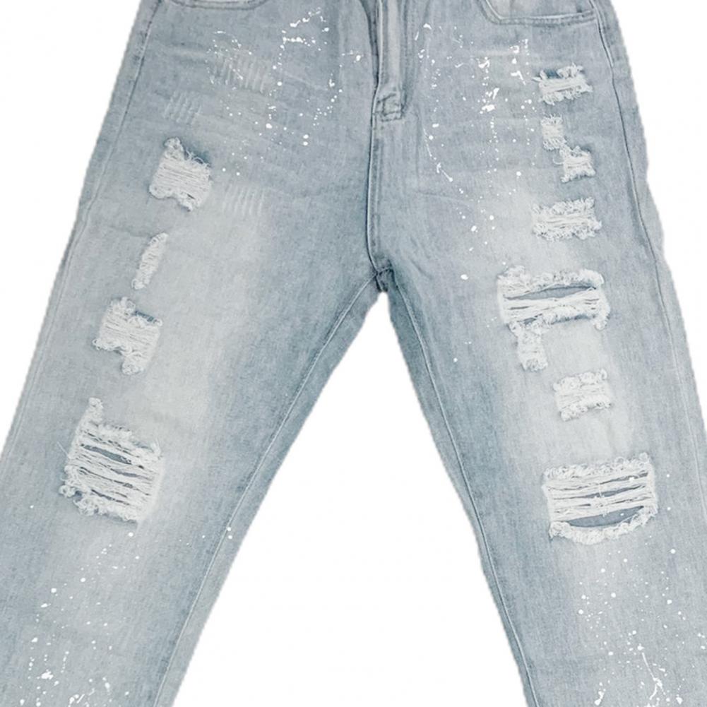 Mid Waist Ripped Splashed Jeans - Festigal