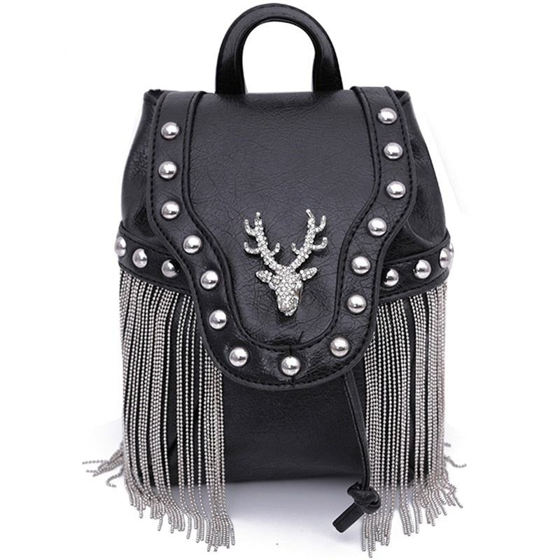 Embellished Stag Tassel Crossbody Bag - Festigal
