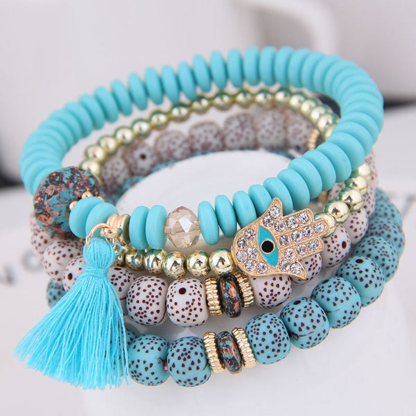 4 Heart Charm Beads Bracelets - Festigal