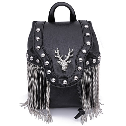 Embellished Stag Tassel Crossbody Bag - Festigal