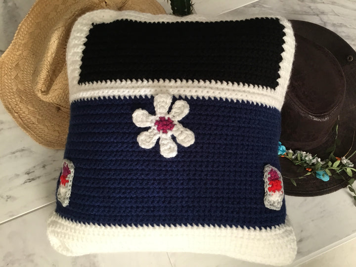 Handmade Crochet Campervan Cushion - Festigal