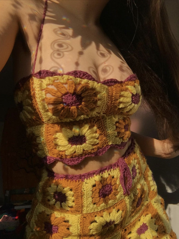 Sunflower Crochet Two Piece Set - Festigal