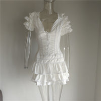 Plunging Floral Ruffle Dress - Festigal