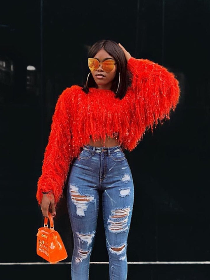 Shaggy Knitted Sparkly Jumper - Festigal