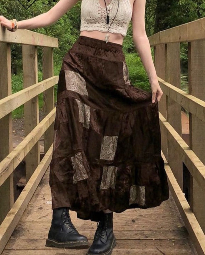 Long Velvet Autumn Skirt - Festigal