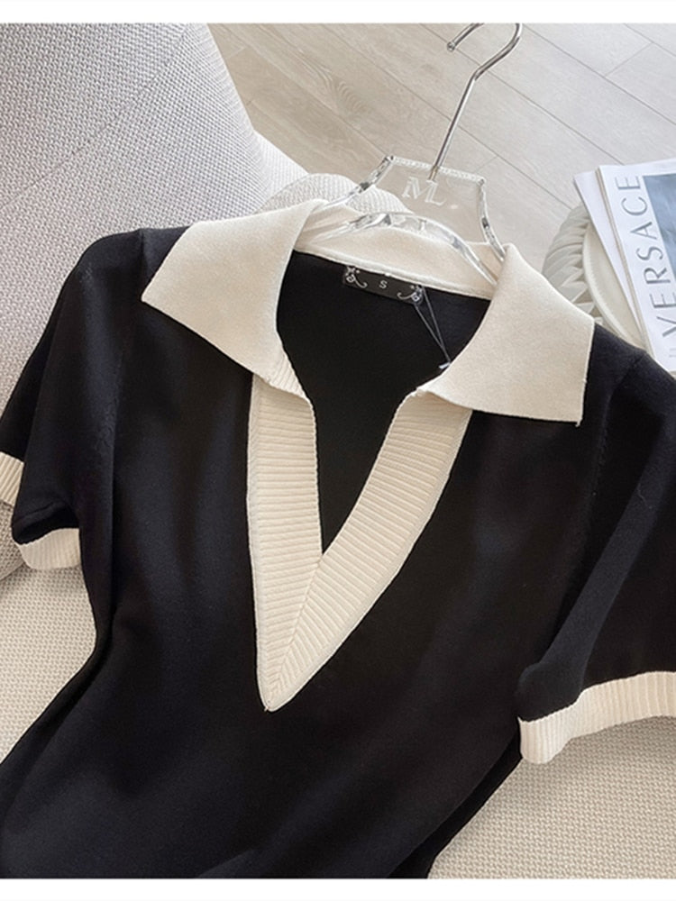 Monochrome Contrast Polyester Dress - Festigal