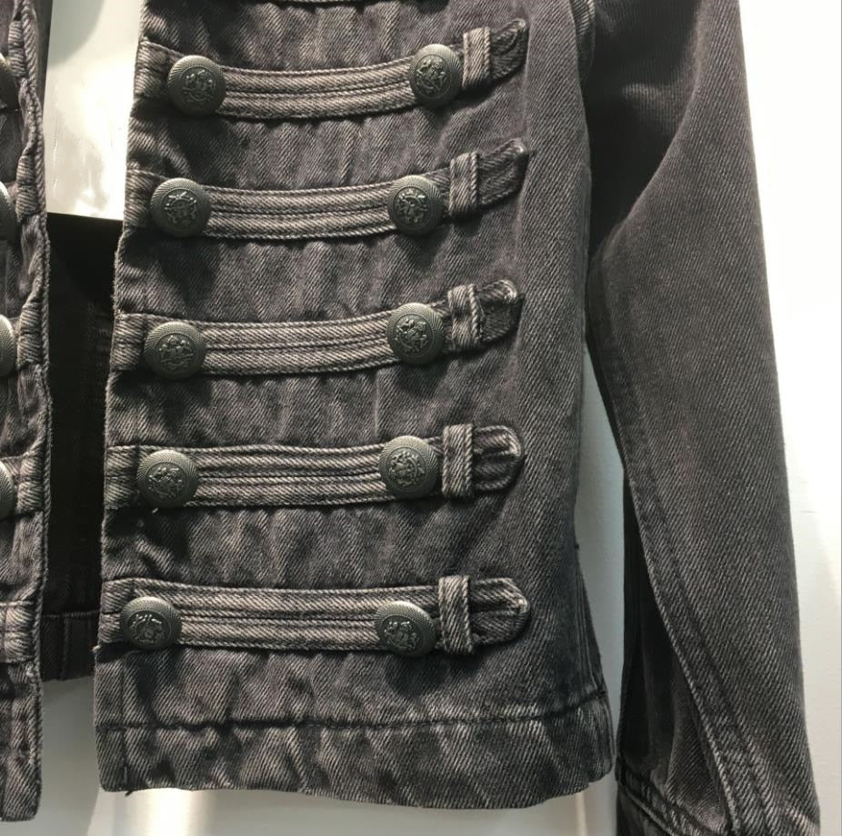 Retro Military Style Denim Jacket - Festigal