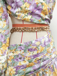 Floral Chain Belt Maxi Dress - Festigal