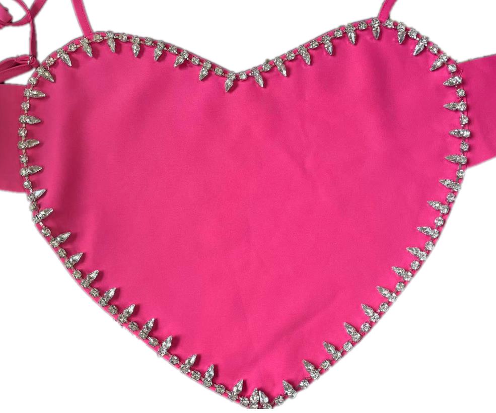 Heart Shaped Rhinestone Crop Top - Festigal