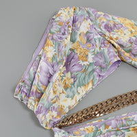 Floral Chain Belt Maxi Dress - Festigal