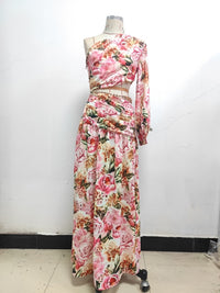 Floral Chain Belt Maxi Dress - Festigal