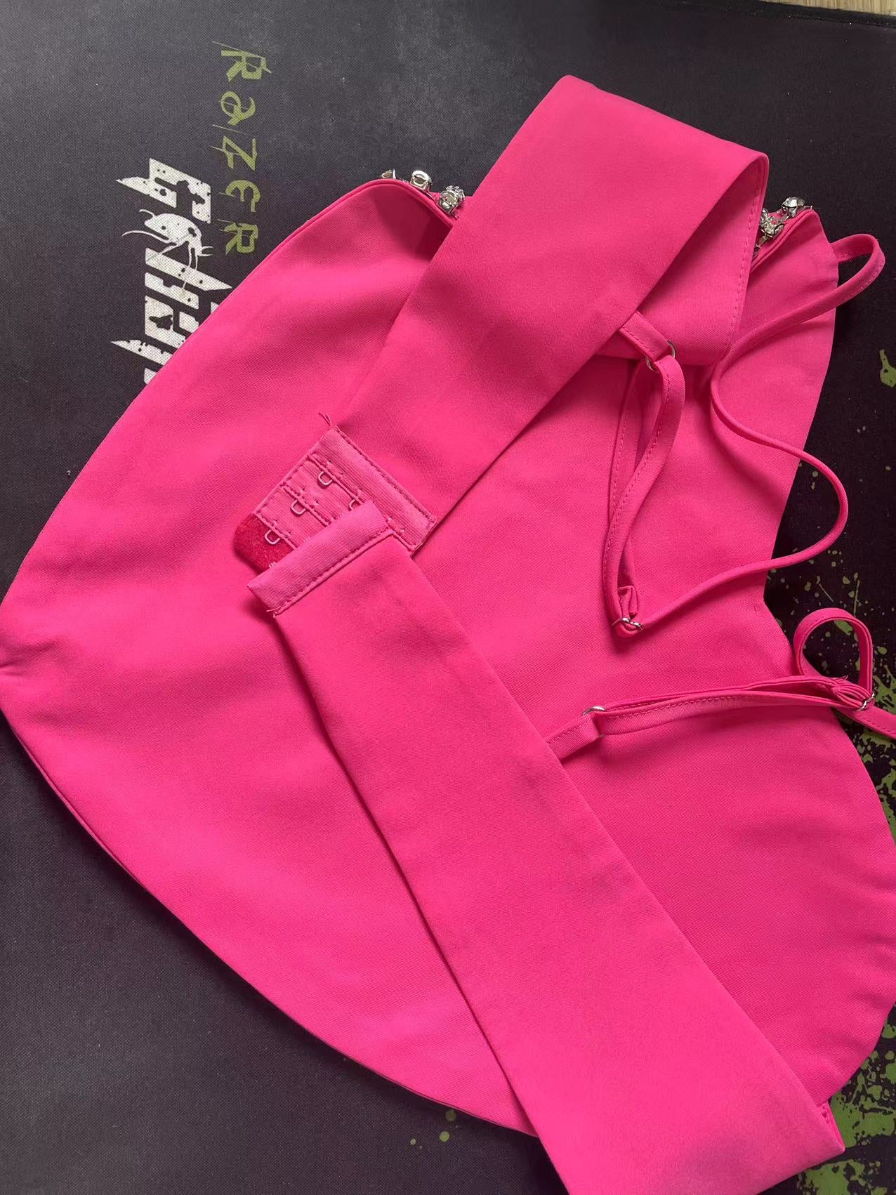 Heart Shaped Rhinestone Crop Top - Festigal