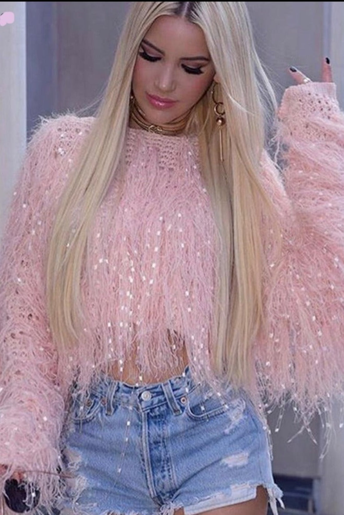 Shaggy Knitted Sparkly Jumper - Festigal