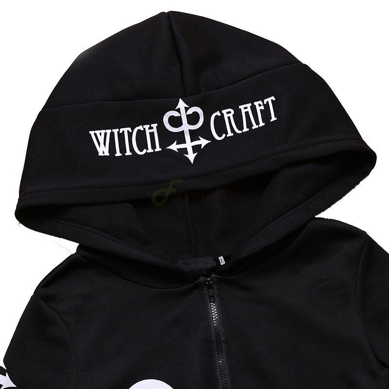 Gothic Zip Up Print Hoodie - Festigal