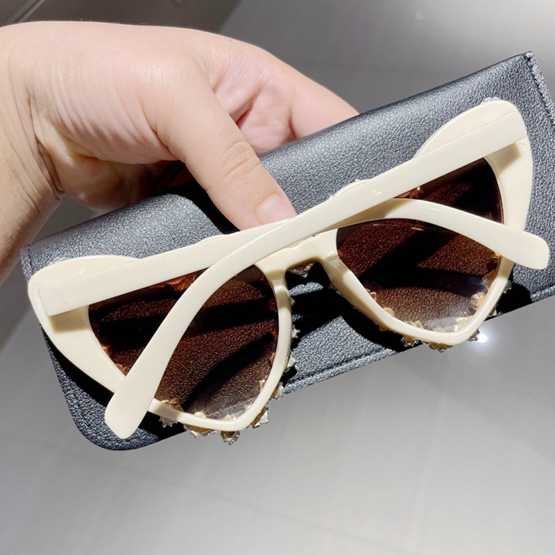 Rhinestone Heart Shaped Sunglasses - Festigal