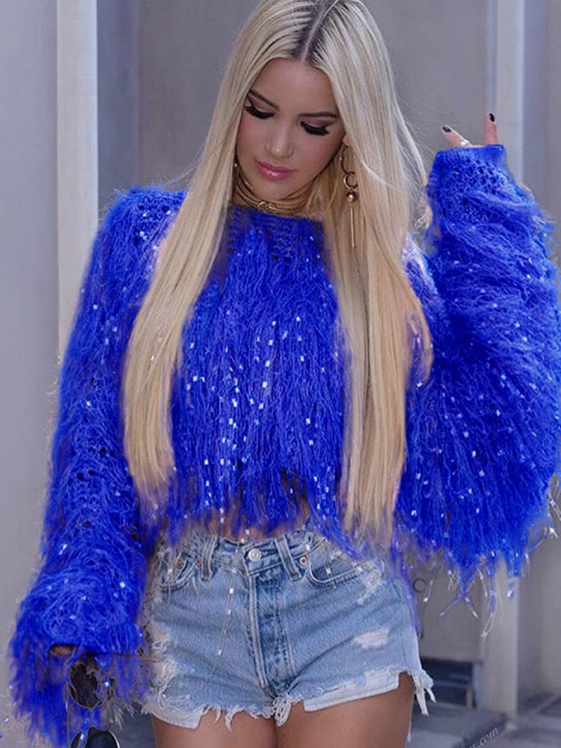 Shaggy Knitted Sparkly Jumper - Festigal