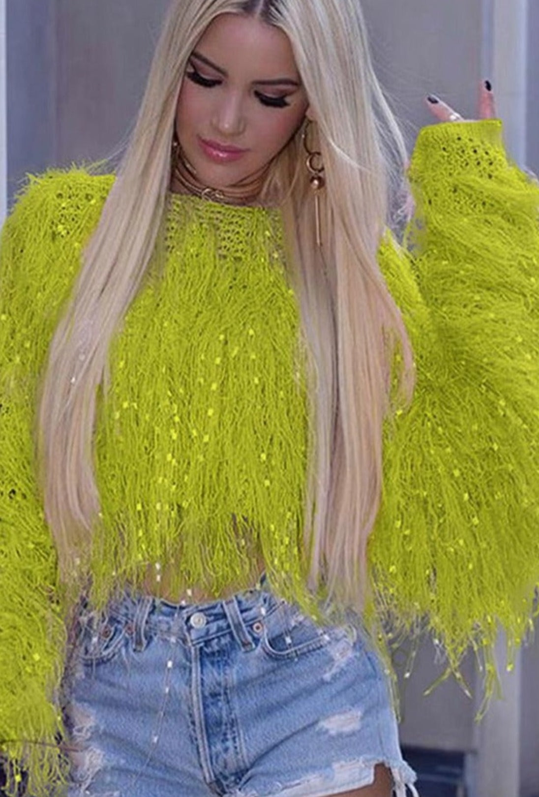 Shaggy Knitted Sparkly Jumper - Festigal