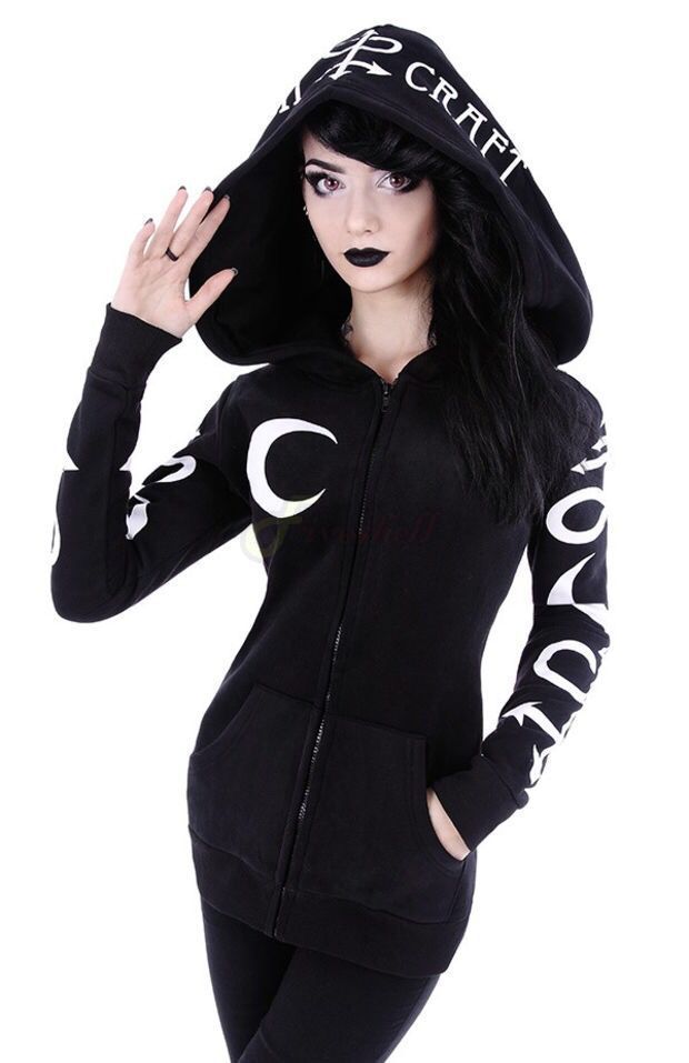 Gothic Zip Up Print Hoodie - Festigal