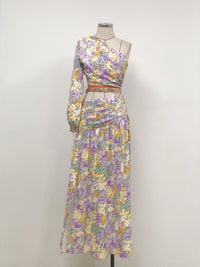 Floral Chain Belt Maxi Dress - Festigal