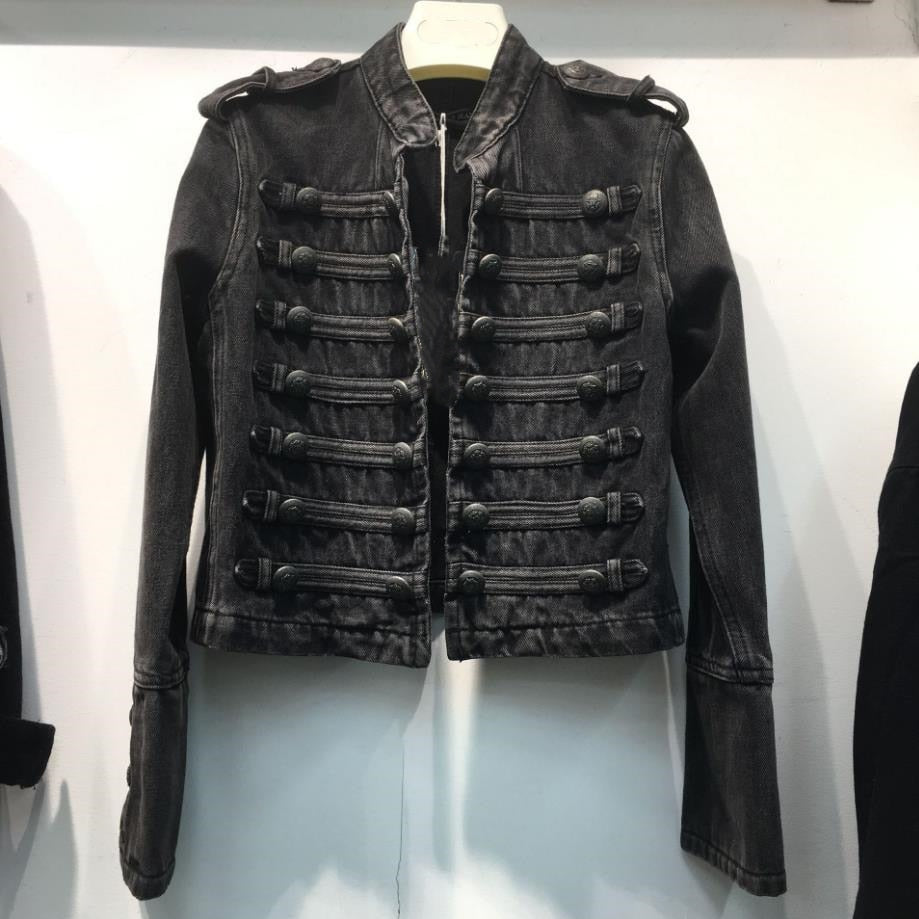 Retro Military Style Denim Jacket - Festigal