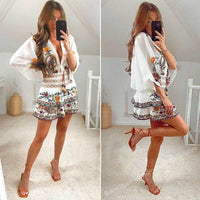 Boho Embroidered Floral Two Piece - Festigal