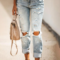 Mid Waist Ripped Splashed Jeans - Festigal